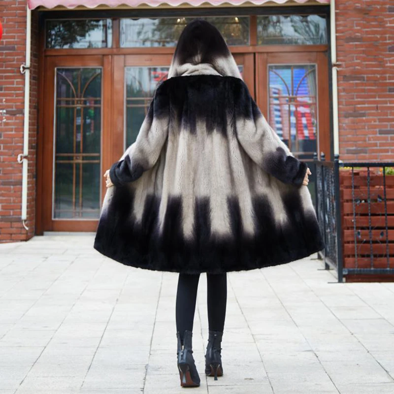 

Long Plus Size 4XL 2021 Fashion New Winter Velvet Luxury Coat Women Hooded Medium Long Mink Fur Parka Coat Female Warm Overcoat