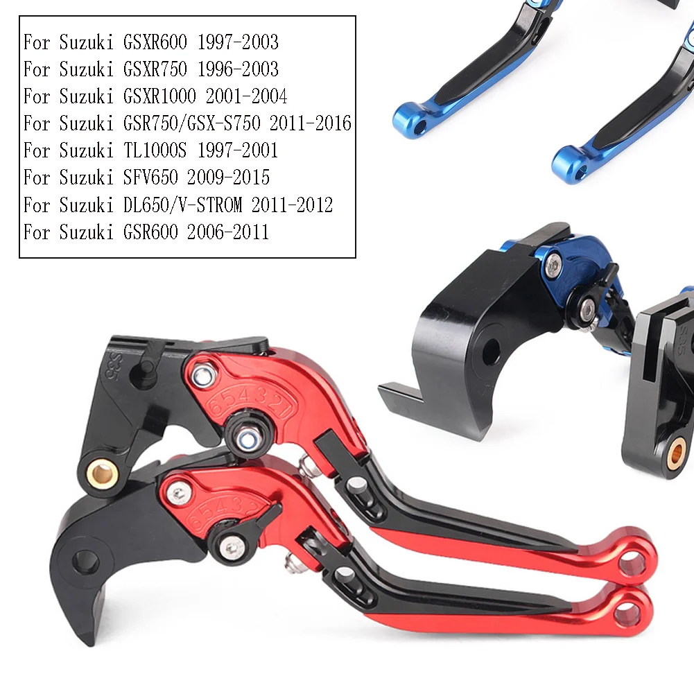 

For Suzuki GSXR 1000/600/750 GSR600/GSXR750/GSX-S750 TL1000S DL650/V-STROM SFV650 Foldable Extendable Brake Handle Clutch Levers