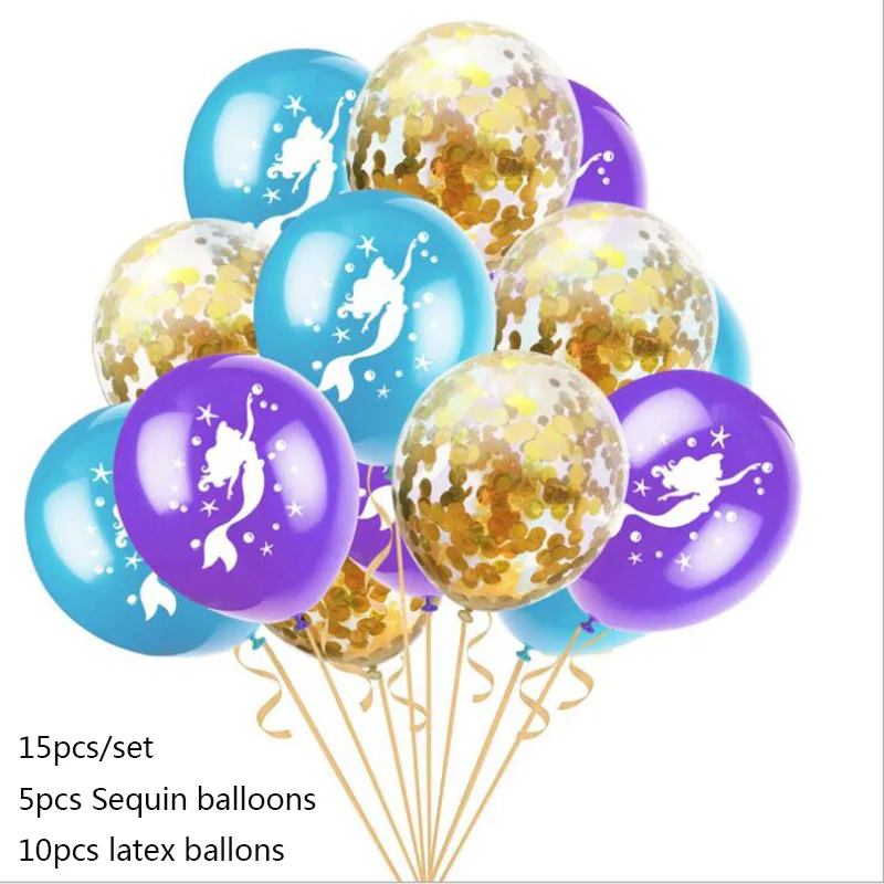 15pcs ballons 3 шт Русалочка хвост бумажный мешок детский душ вечерние экологически чистые крафт бумажный подарочный пакет мешок для русалки тема вечерние поставки - Цвет: 15pcs ballons