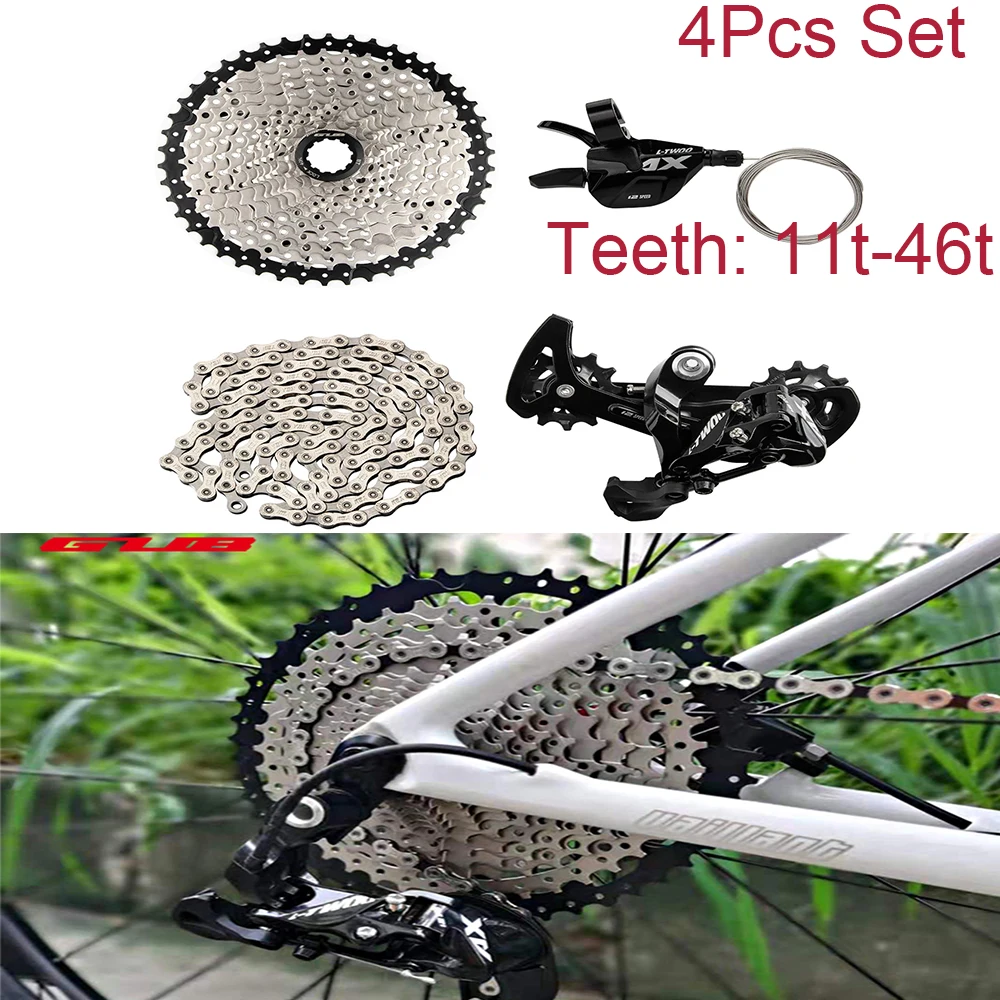 

GUB 4 Set Bike Derailleur Rust-proof Support 52T Flywheel Easy to Control Wear-resistant 12 Speed Bike Shifter for Road Bikes