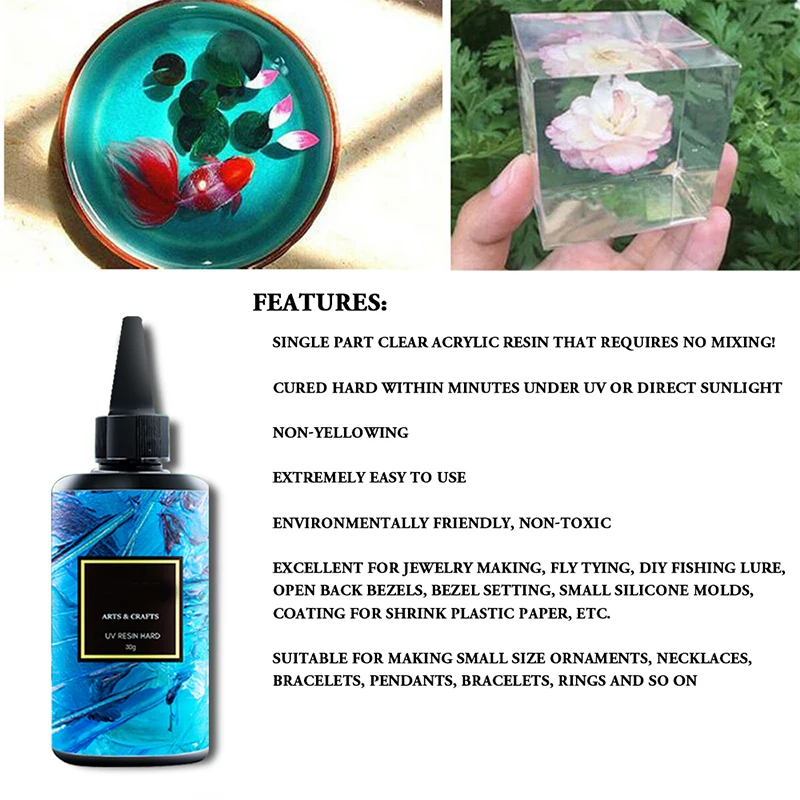 УФ-смола твердая 200 г акриловая ультрафиолетовая прозрачная смола ремесло