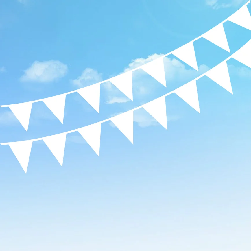 

8M 20Flags White Bunting Color Triangles Garlands Banners Graduation Anniversary Party Outdoor Hanging Decor Wedding&Engagement