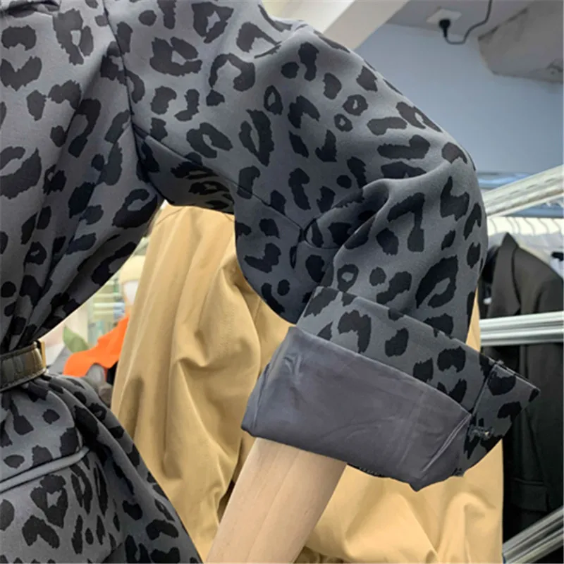 

Leopard Print Blazer Jacket Women High Quality Double Breasted Fashion Suit Jacket Autumn Womens Vintage Loose Blazers Coat