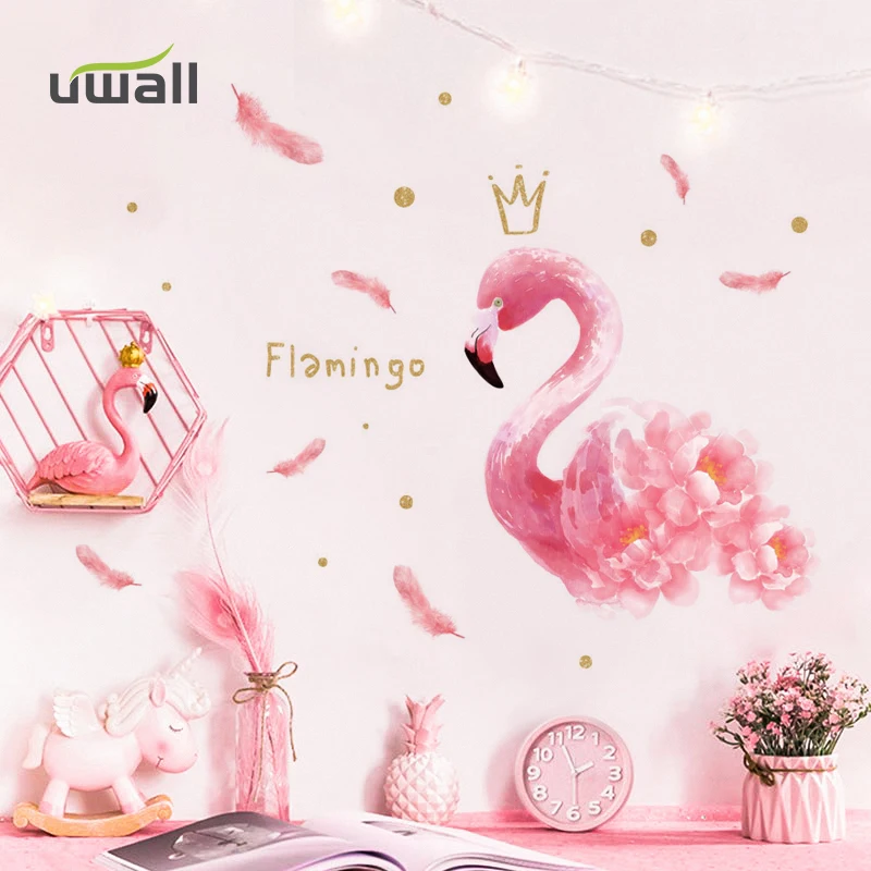 Творческий пвх фламинго стены Стикеры s домашний декор Гостиная самоклеющиеся
