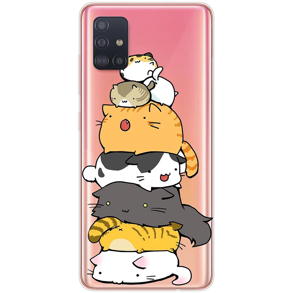 

Korea Style Case for Samsung Galaxy A51 Cartoon Transparent Lithe Tpu Soft A 51 Case Full Protective Dirt Resistant Fitted Case