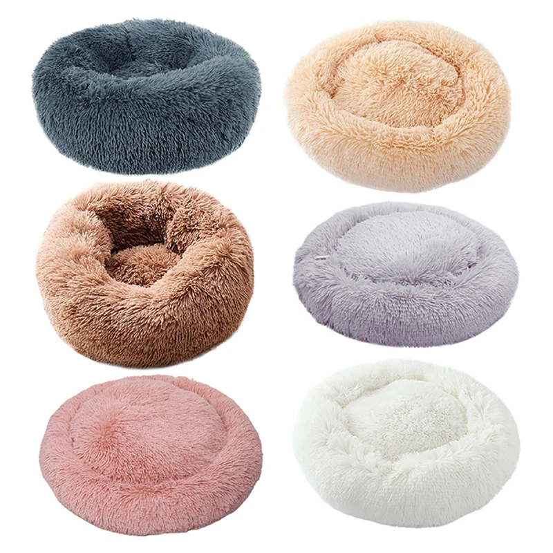 

Fleece Cat Bed Round Pet Bed For Cats Dog Plush Bed House For Cat Kitten Marshmallow Cat Bed Mat Cushion Kennel Pet Supplies