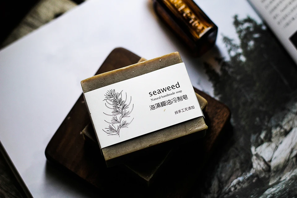 Seaweed& Coconut oil Handmade Soap Cold Process Soap Skin Care Whitening Oil-control Moisturizing Face Cleaning Beauty Health