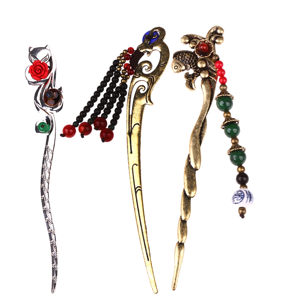 

Винтажная заколка для волос с кисточками и бусинами, 3 шт.