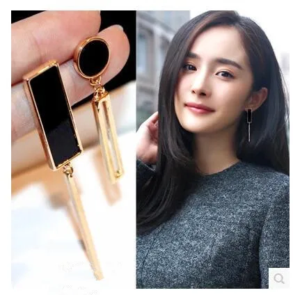 

Оптовая продажа, E119, крупные геометрические асимметричные серьги-гвоздики из титановой стали, цвета розового золота, цвет черный, женский п...