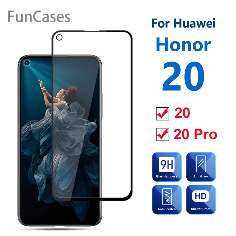 Закаленное стекло для защиты экрана Huawei Honor 20 Pro Передняя пленка на полное