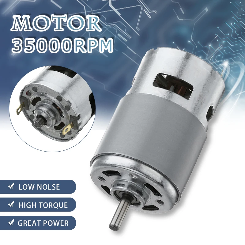 

12V-24V 775 DC Motor Max 35000 RPM DC Ball Bearing Large Torque High Power Low Noise Gear Motor Electronic Component Motor