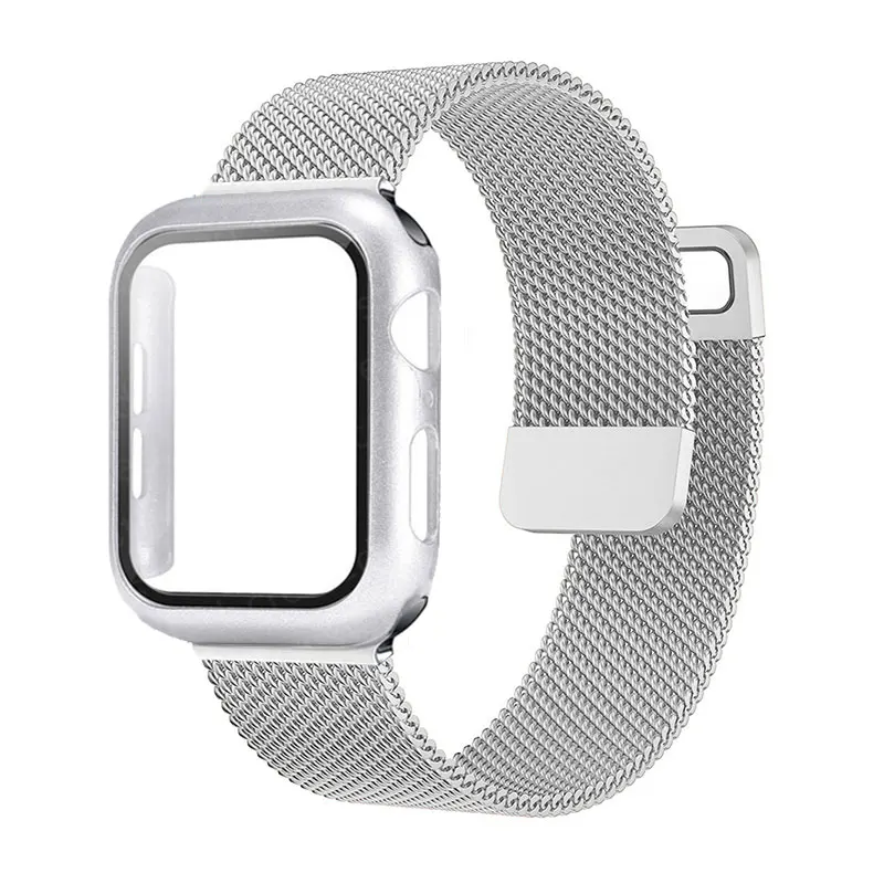 

Glass+Strap for Apple Watch Band 38mm 40mm 42mm 44mm Screen Protector+Case+belt Accessories Bracelet Magnetic Loop IWatch 7 6 5