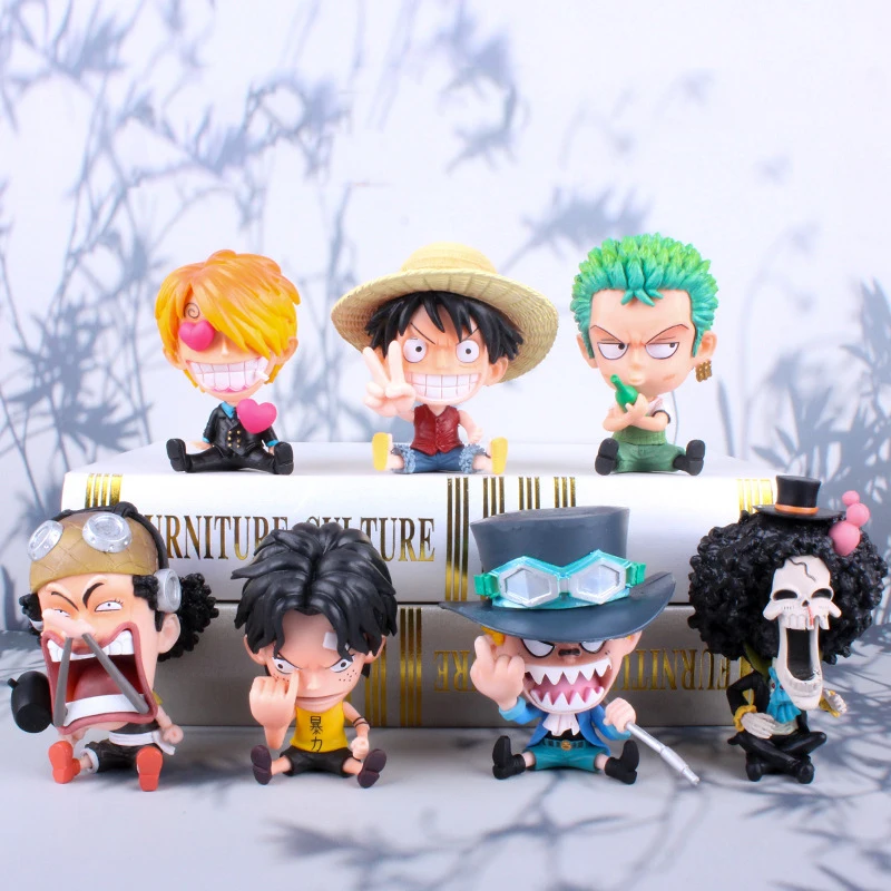 

Anime Toy Figure One Piece Sitting Posture Series Monkey D. Luffy Zoro Nami Chopper Office Car Cake Model Collection Gift Kids