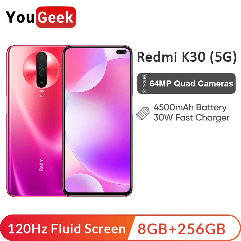 Мобильный телефон Xiaomi Redmi K30 5G 8 Гб 256 ГБ Восьмиядерный процессор Snapdragon 765G