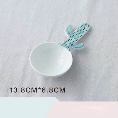 Soup Spoon 2 1 шт., набор керамических ложек с милым КАКТУСОМ, ложка для кофе, молока, супа, фруктов, мороженого, десерта, чайных ложек, кухонные аксессуары, питьевые инструменты - Цвет: Soup Spoon 2