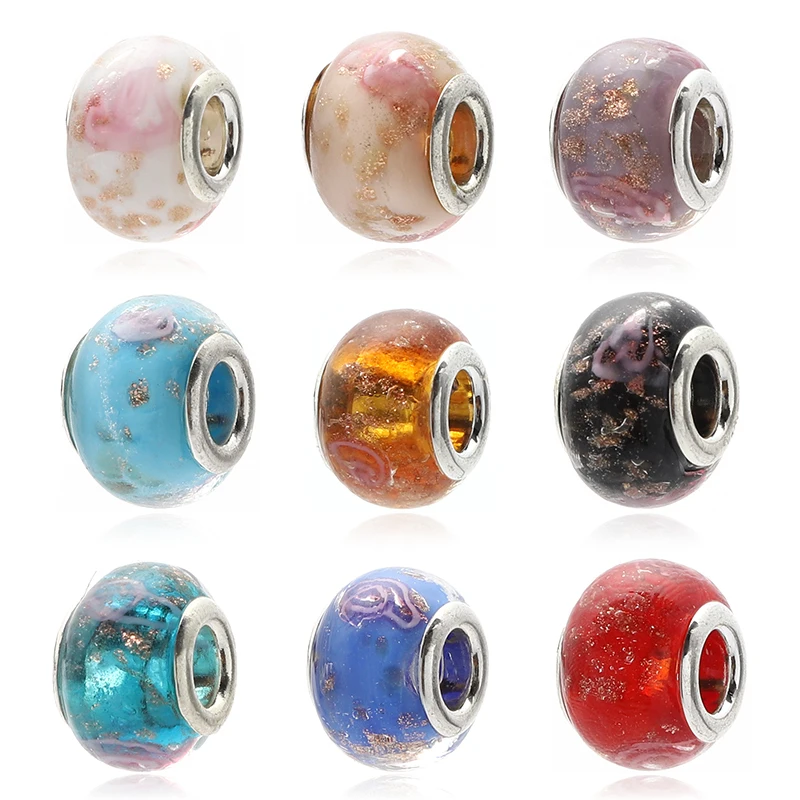 10 шт./лот бусины с внутренним отверстием диаметром 4 мм цветные стеклянные