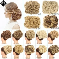 synthetic messy fluffy hair bun curly chignon with comb clip in ponytails extensions updo cover hair tail bow hair accessories