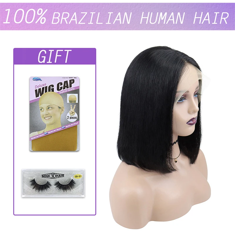 

Bob Wig Brazilian Lace Front Human Hair Wigs Straight Bob Wig For Women Remy 13X4 Lace Closure Bob Wigs With Baby Hair