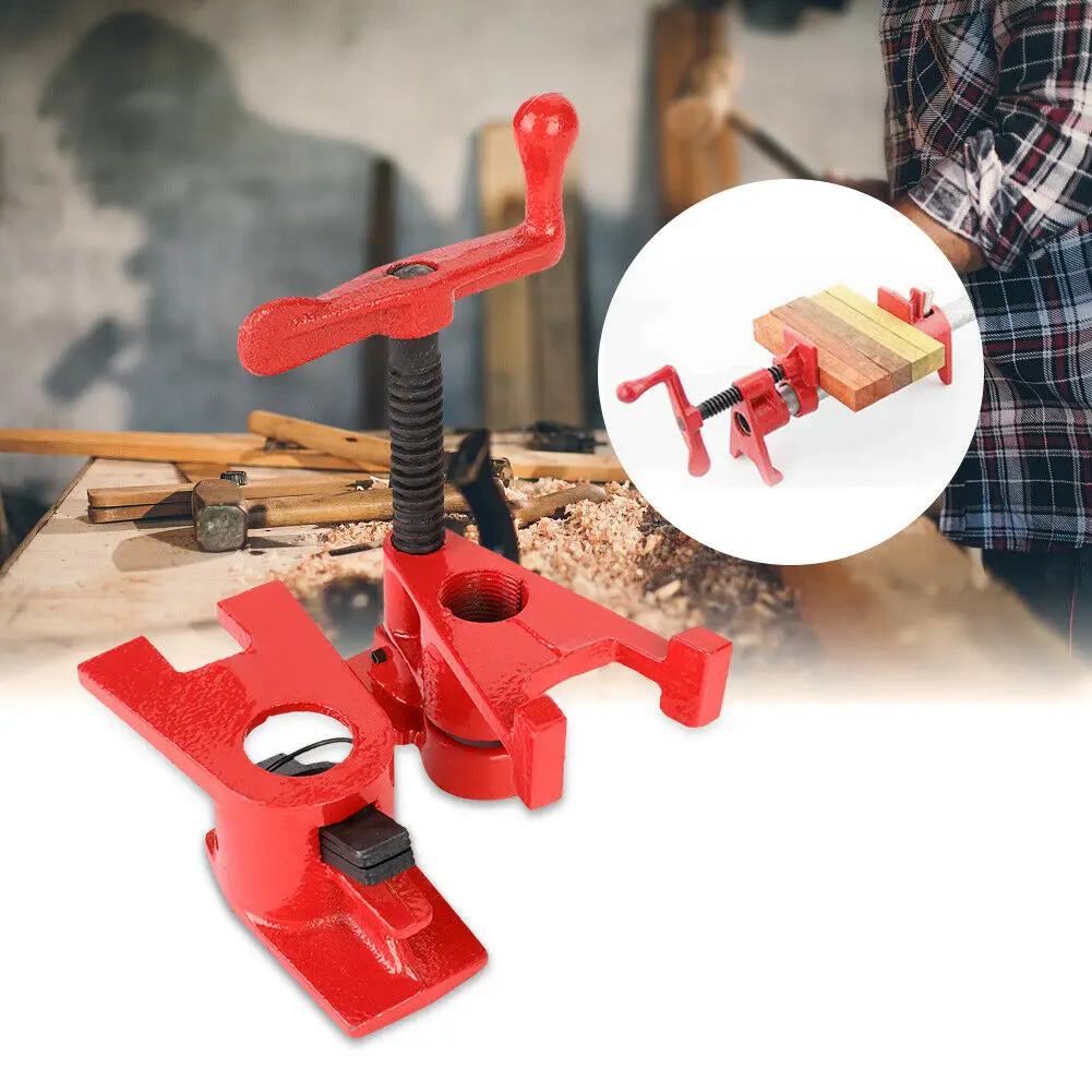 

4 Set 3/4'' Woodworking Clamps Pipe Screw Clamp Quick Release Wood Pipe Clamp Heavy Duty Wide Base Iron Wood Metal Clamp Set