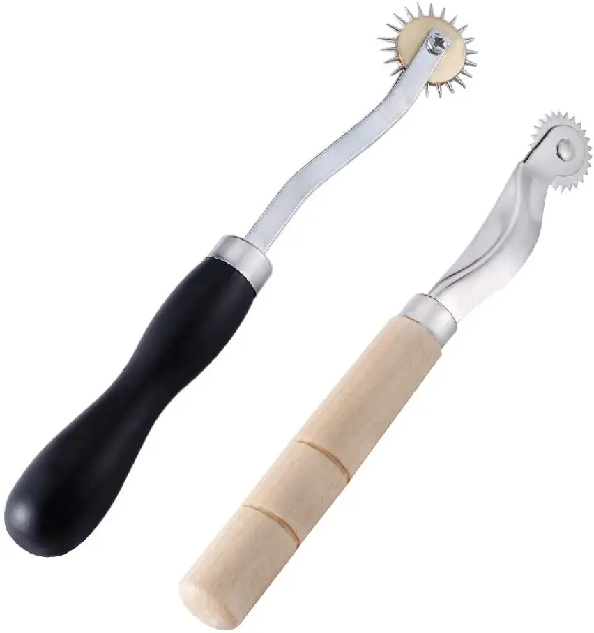 

Imzay Tracing Wheel-Professional Stitch Marking Spacer, 4mm And 2mm Leather Needle Point Tracing Wheel With Wooden Handle