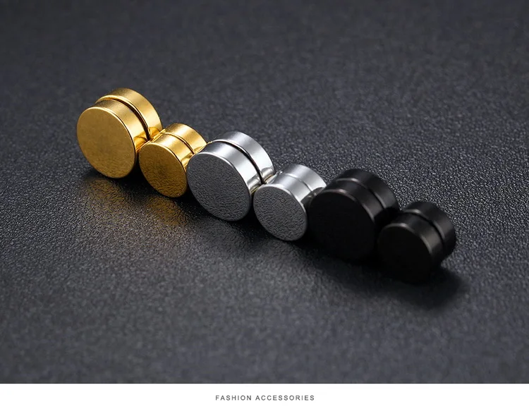 

Titanium steel disc Men's Magnetic Stud Earrings Ear clip jewelry Fashion without ear piercing Comfortable Classic lovers'