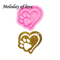 glossy heart with paw keychain mold silicone resin mould diy handmade for epoxy making chocolate polymer clay dy0592