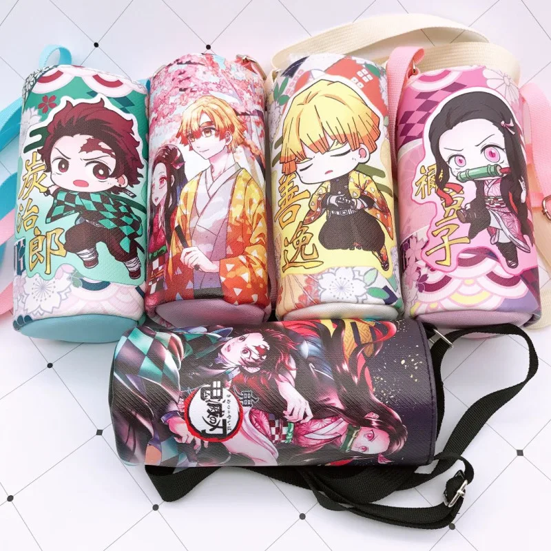 

Devil's Blade Cartoon Anime Peripheral Pu Cup Cover Demon Slayer Kimetsu No Yaiba Kamado Nezuko Student Children Kids Kettle Bag