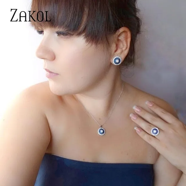 ZAKOL высокое качество CZ Кристалл Женская мода ювелирные изделия блестящий круглый