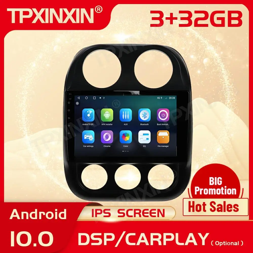 

2 Din Carplay Android радио ресивер Мультимедиа Стерео для Jeep Compass 2010 2011 2012 2013 2014 2015 2016 BT рекордер головное устройство