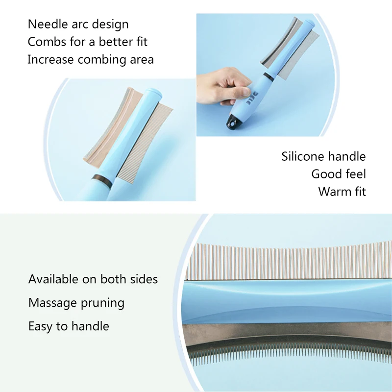 Расческа для удаления шерсти домашних питомцев двухсторонняя щетка игольчатая