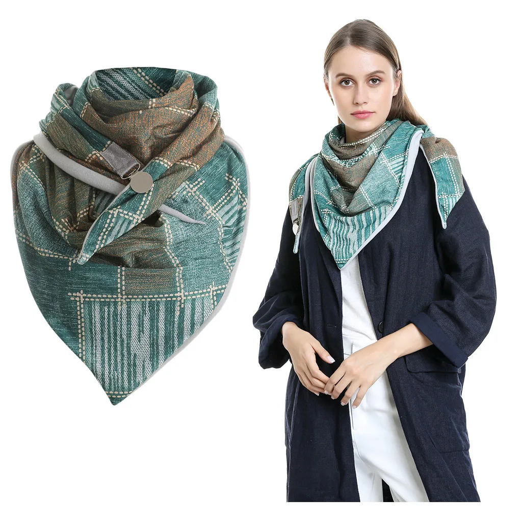 

Fashion Women Scarve Soild Patchwrok Button Soft Wrap Casual Warm Scarves Shawls fashion Leisure Comfortable soft personality F9