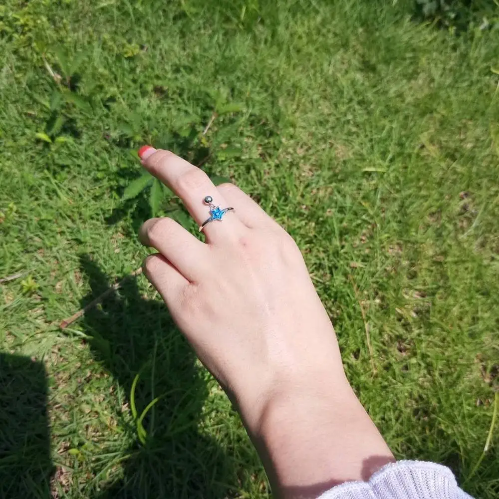 

NEHZY 925 Sterling Silver New Woman Fashion Jewelry High Quality Blue Five-pointed Star Crystal Zircon Ring Size Adjustable Ring