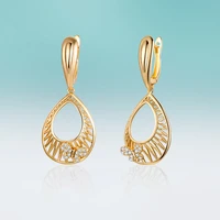 dangle hollow gold color water drop earrings hanging butterfly inlay cubic zirconia earrings for women jewelry creative gift