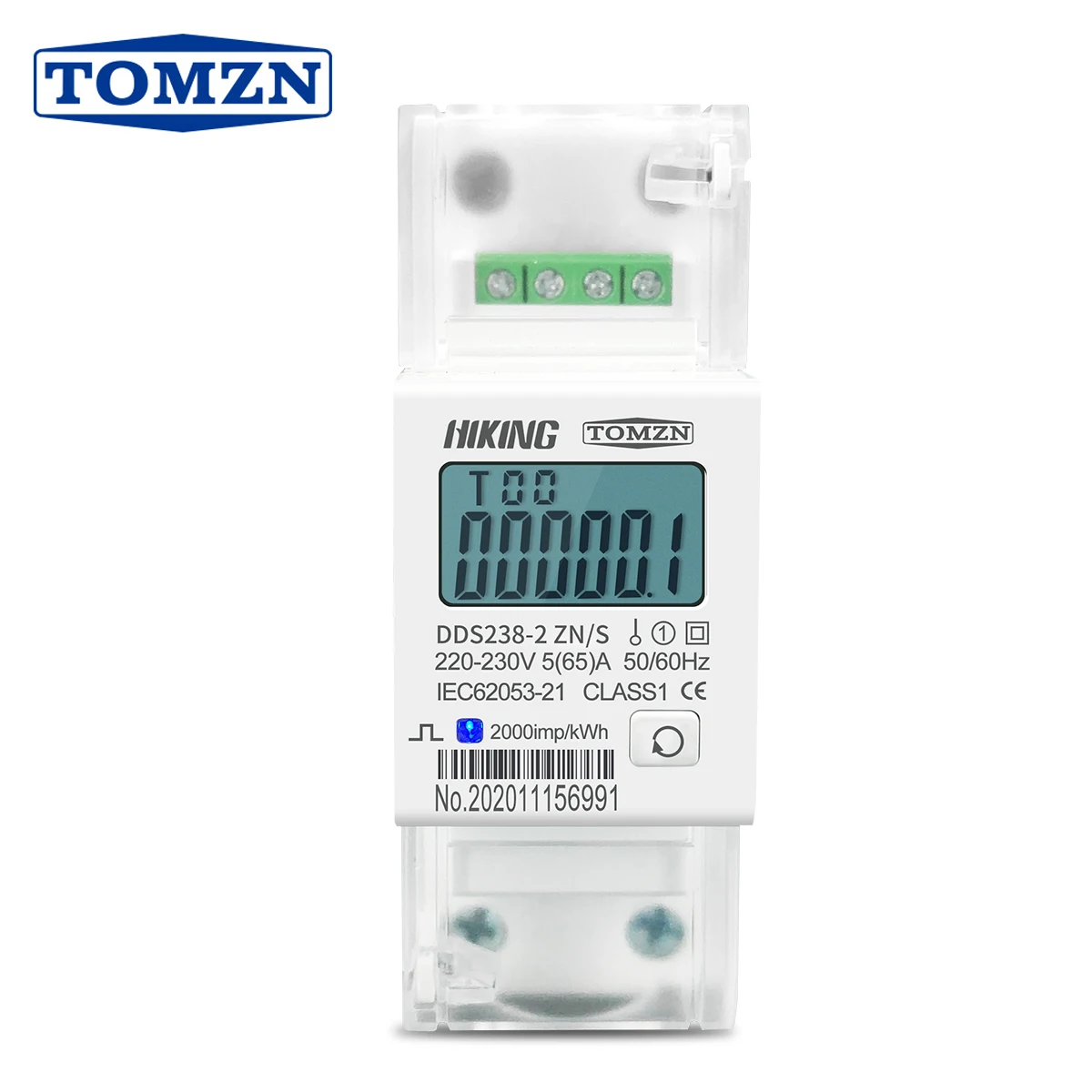 

5(65)A 220V 230V 50HZ 60HZ voltage current DDS238-2 ZN/S single phase Din rail KWH Watt hour energy meter with RS485 MODBUS-RUT