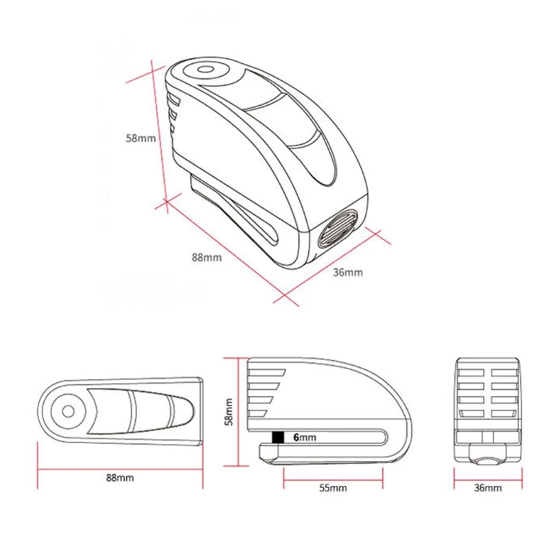 

DX19 Upgraded Alarm Motorcycle Disc Lock Waterproof Lock Bicycle Bike Disc Lock Anti Theft Padlock