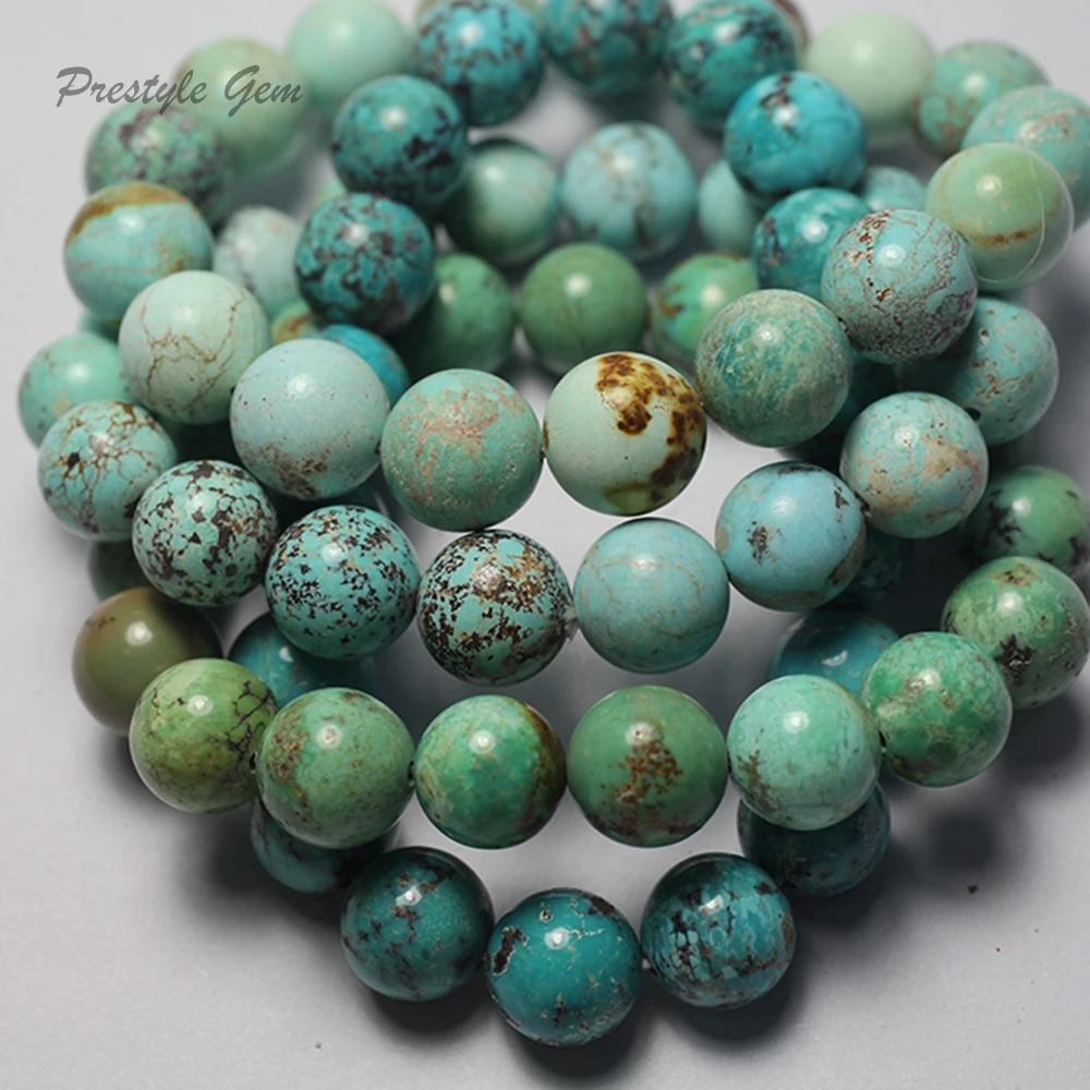 Meihan (1 bracelet/set) rare 11-12mm Nutural Hubei Turquoise untreated ore biriuza beads stone for jewelry making design or DIY | Украшения