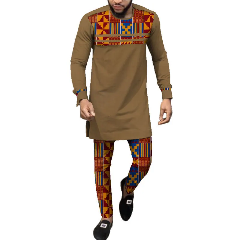 Men Long Sleeve Shirt & Long Pant Suit 2020 Male Fashion Patchwork Men Spring Autumn african men clothing plus size sets S-6XL
