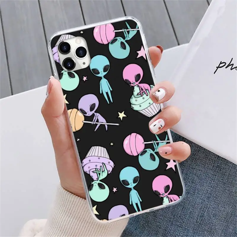 

Aesthetics Cute Cartoon Alien Phone Case For iphone 12 5 5s 5c se 6 6s 7 8 plus x xs xr 11 pro max mini