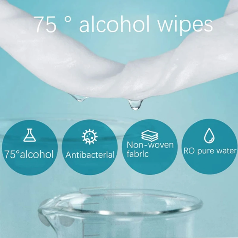 50 шт. Антисептические дезинфицирующие влажные салфетки 75% спиртовые уход за