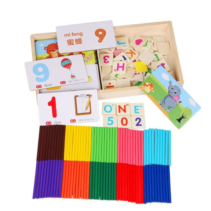 

Wooden for Children Mathematics Numbers Sticks Math Wood Early Learning Educational Puzzle with Box Math Mathematics Tools