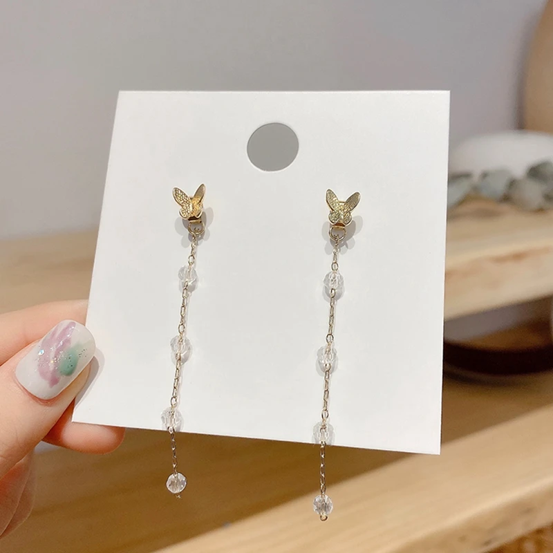 

1pc Long Tassel Butterfly Drop Earrings Silver Color 2020 Fashion Hanging Women Earrings Summer Jewelry Girls Party Gift