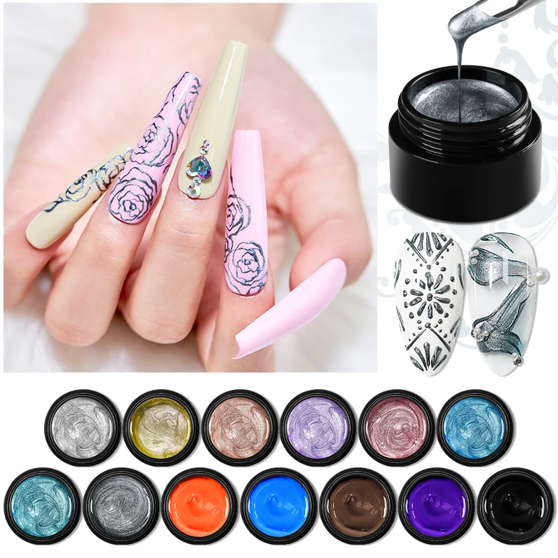 

MEET ACROSS 5 мл металлический эффект гель для ногтей Золотой Серебряный УФ СВЕТОДИОДНЫЙ Цветной Гель-лак для рисования Маникюр длительного дейс...