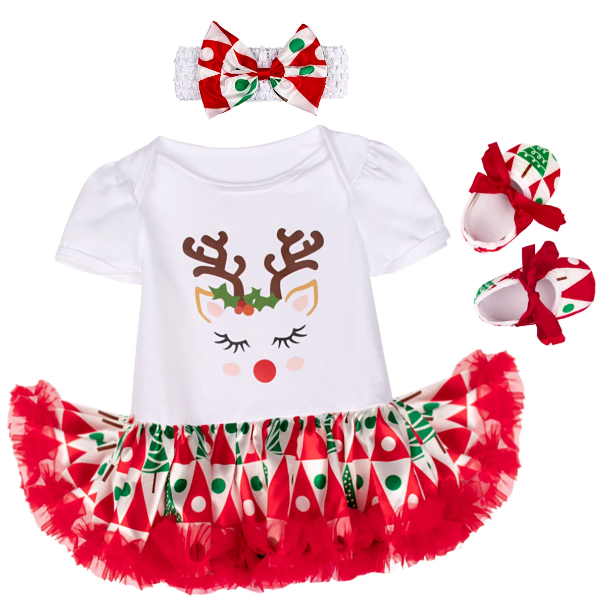 

Baby Girls Xmas Clothes Set Newborn My 1st Christmas Dress Infant Moose Tutu Cute Outfit Toddler Party New Year Gift Romper