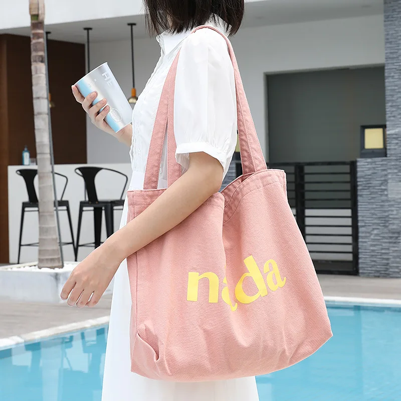 

Холщовая Сумка для покупок с надписью для женщин, миниатюрная Хлопковая Сумка-тоут для книг для маленьких девочек, многоразовые мешки для п...