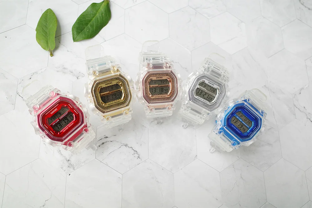 

Fashion Men Women Watches Gold Casual Transparent Digital Sport Watch Lover's Gift Clock Waterproof Children Kid's Wristwatch