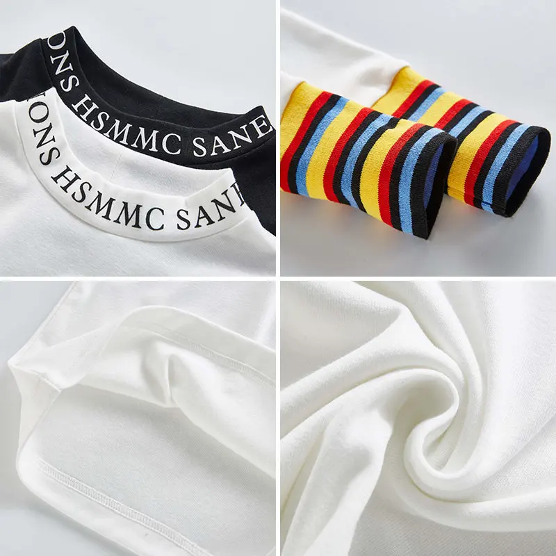

Girls Spring T Shirt Undershirt Girls O-neck Fashion Sleeve Rainbow Striped T shirt for Girls Tops Tees Kids Clothes Children 8Y