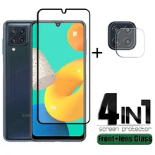 4-in-1 For Samsung Galaxy M32 Glass For Samsung M32 Tempered Glass Full 9H Screen Protector For Samsung M12 M22 M32 Lens Glass