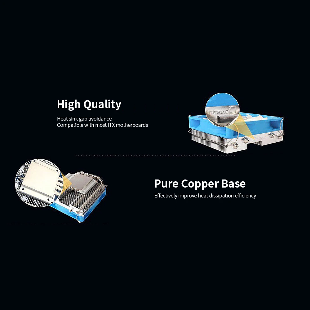 Кулер для процессора HTPC ITX ультратонкий бесшумный кулер ЦП 4 тепловых трубы