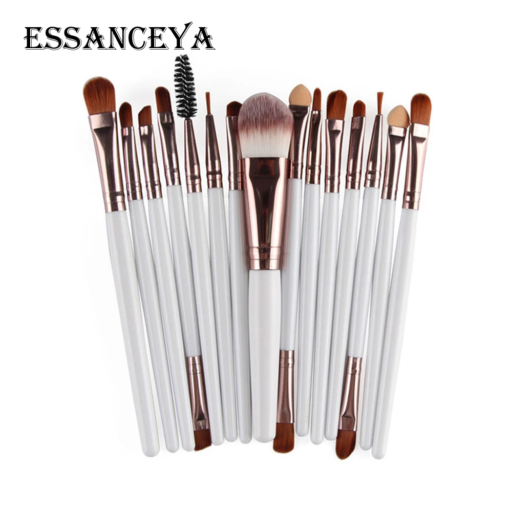 15pcs BK ESSANCEYA Pro 6-18Pcs Cosmetic Makeup Brushes Foundation Eye shadow Eyeliner Fan Make-Up Multipurpose Eye Brushes Cosmetic Tool - Handle Color: 15pcs BK