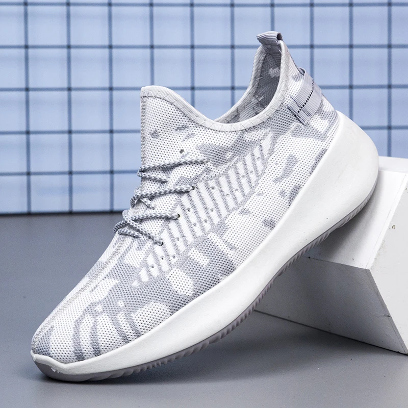 Модные мужские кроссовки для бега трикотажные дышащие спортивные уличные